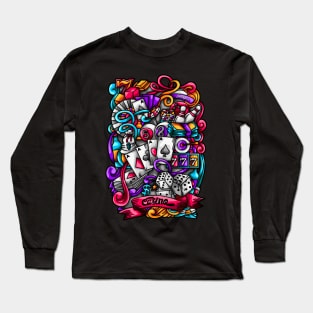 Casino Doodle Illustration Long Sleeve T-Shirt